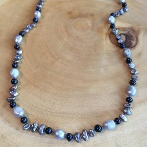 Black & Gray Freshwater Irregular Pearl Necklace